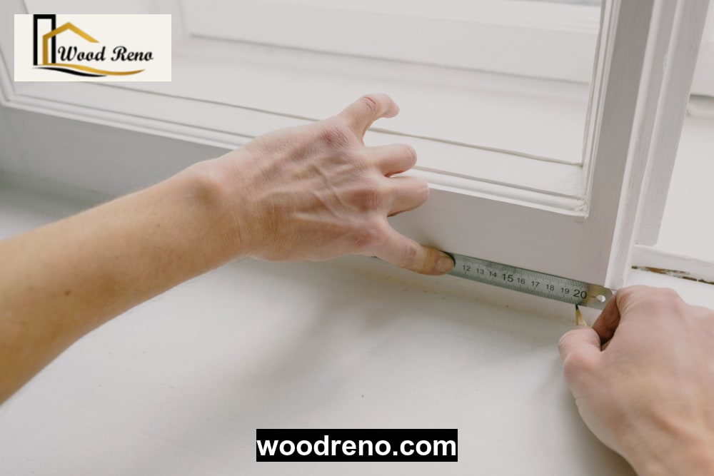 Tape measure being used to check an interior door frame