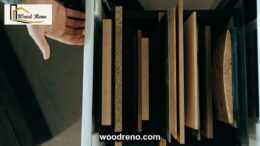 Close-up of fine MDF and coarse laminated particle board cut edges