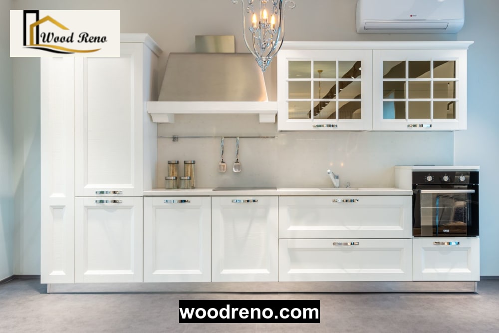 Modern kitchen cabinets with flat carcasses and painted cabinet fronts
